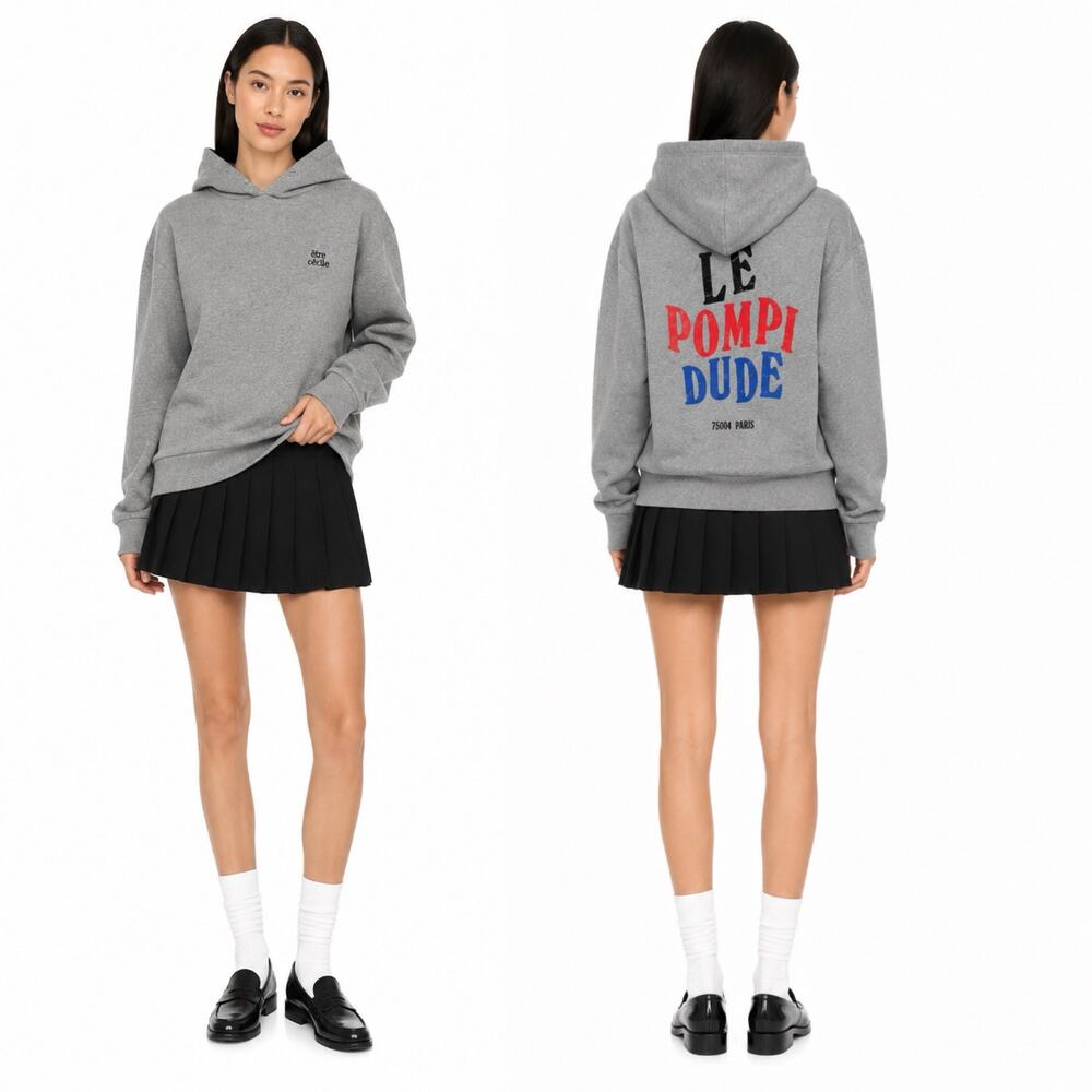 ETRE Cecile Paris Cotton Long Hooded Graphic Printed Sweatshirt